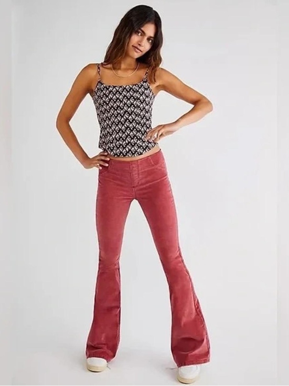 We The Free Penny Pull-On Cord Flare Jeans 26 Garnet Royale